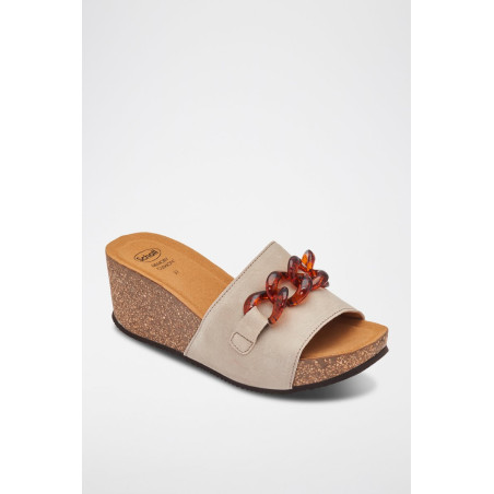 Mules compensées en cuir Ravello - 
Beige - 02 - 34536349