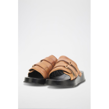 Mules en cuir de mouton Acida - Camel clair - 02 - 34536367