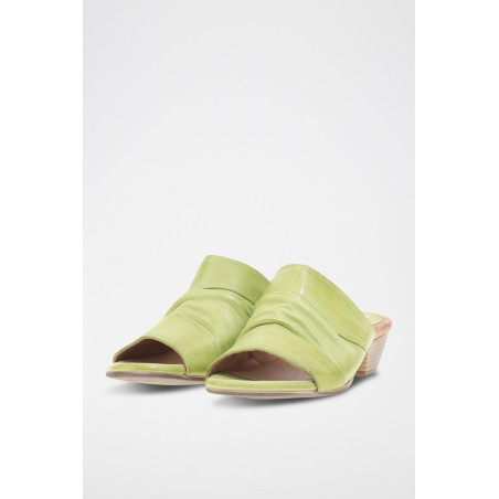 Mules à talons en cuir Candelina - Vert clair - 02 - 34536376