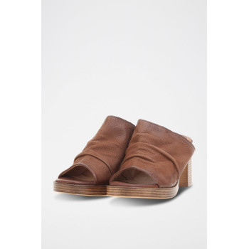 Mules à talons en cuir Maya - Marron - 02 - 34536379