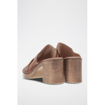 Mules à talons en cuir Maya - Marron - 02 - 34536379