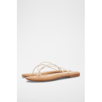 Tongs en cuir - Blanc - 02 - 27897804