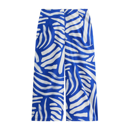ABSTRACT PRINT WIDE LEG Pantalon classique bleu 38