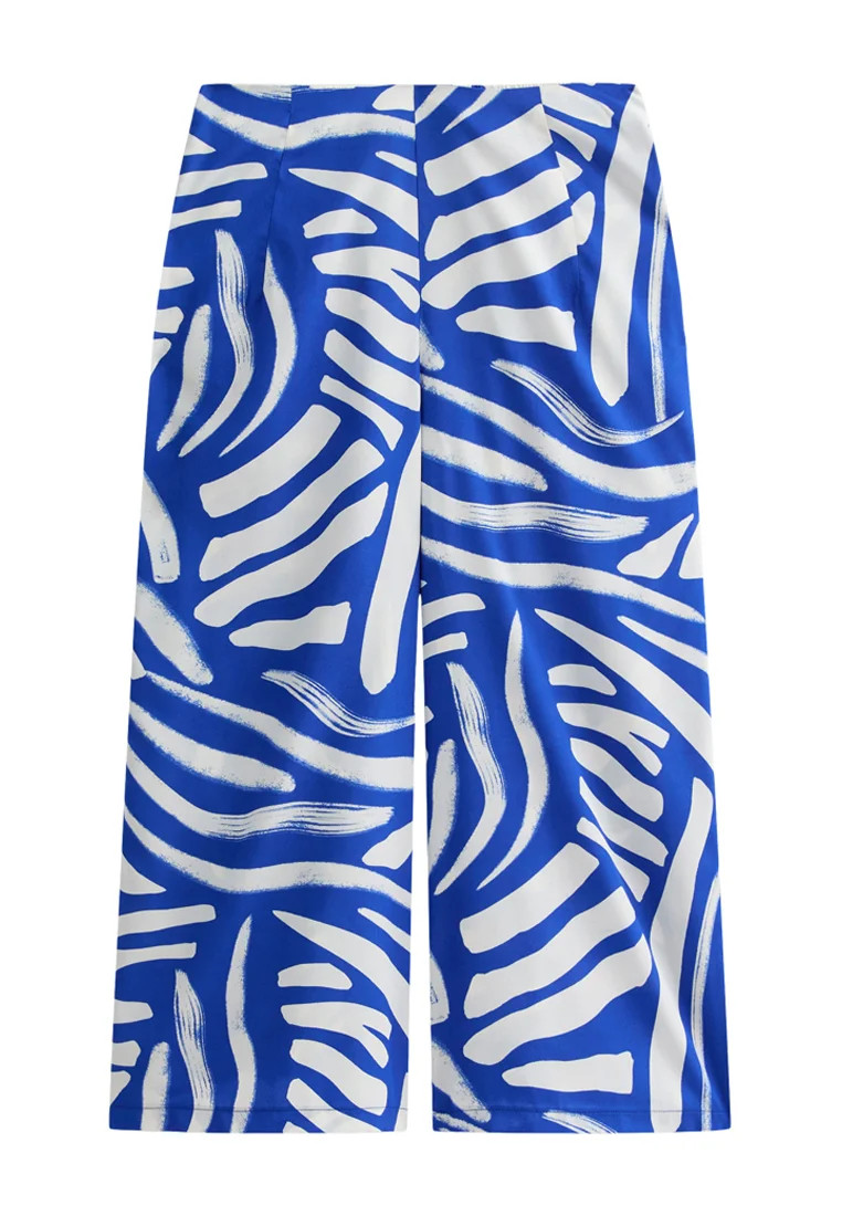 ABSTRACT PRINT WIDE LEG Pantalon classique bleu 38