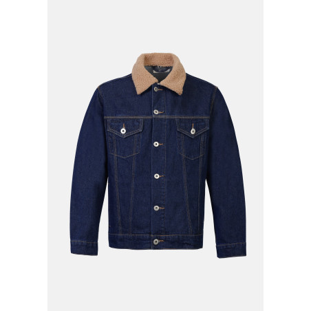 BORG COLLAR Veste en jean denim bleu foncé XL undefined