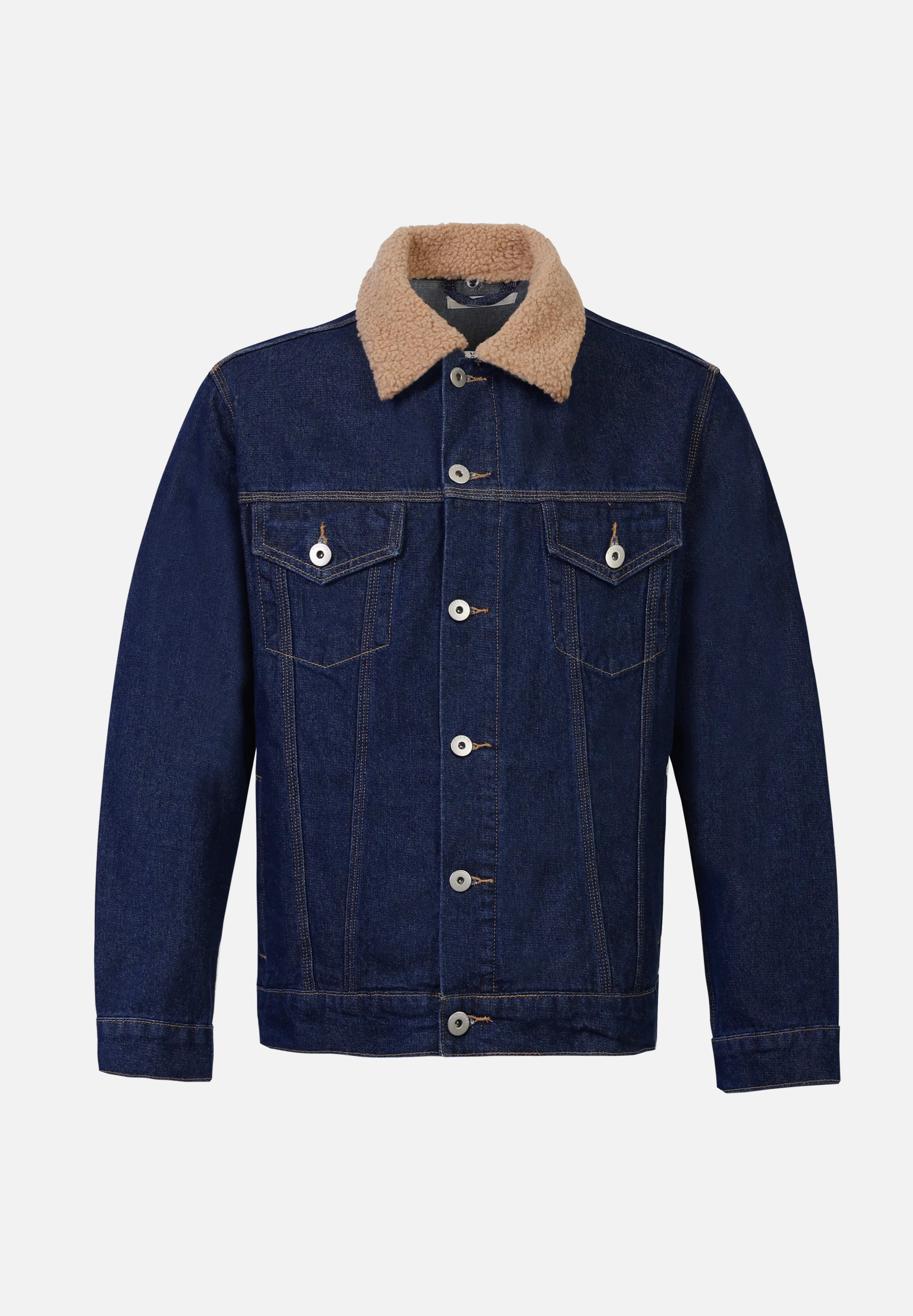 BORG COLLAR Veste en jean denim bleu foncé XL undefined