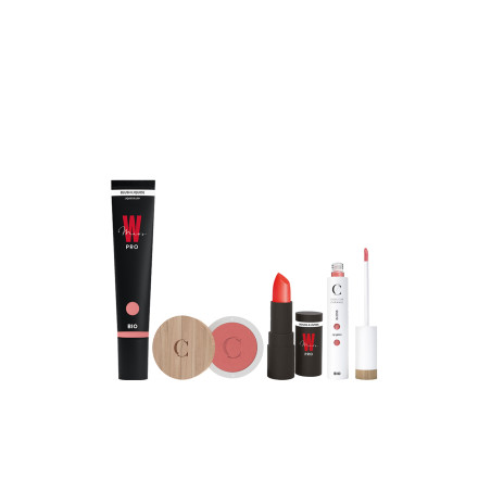 Routine maquillage corail - Teint, yeux & lèvres - 4 produits   undefined undefined