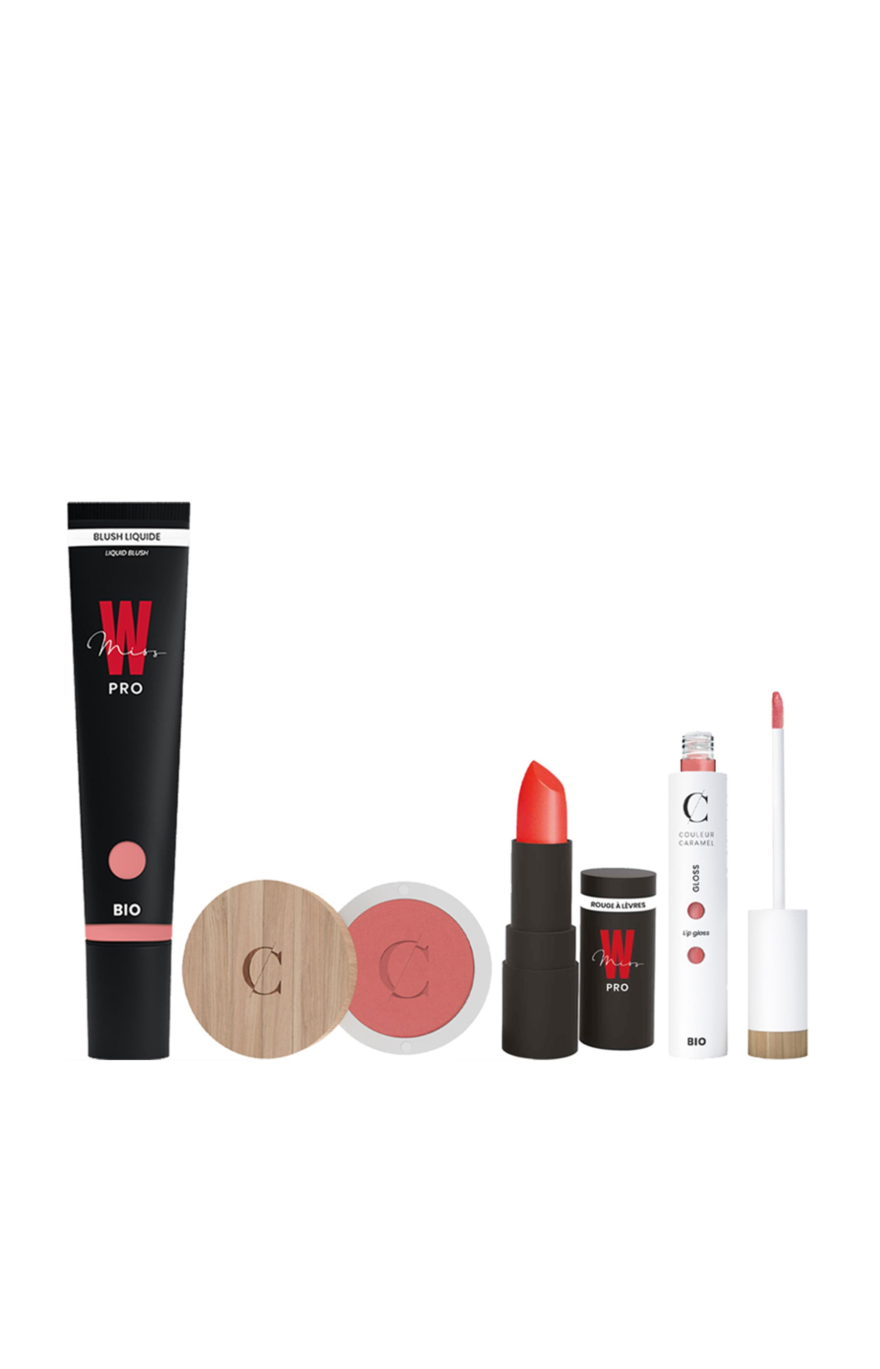 Routine maquillage corail - Teint, yeux & lèvres - 4 produits   undefined undefined