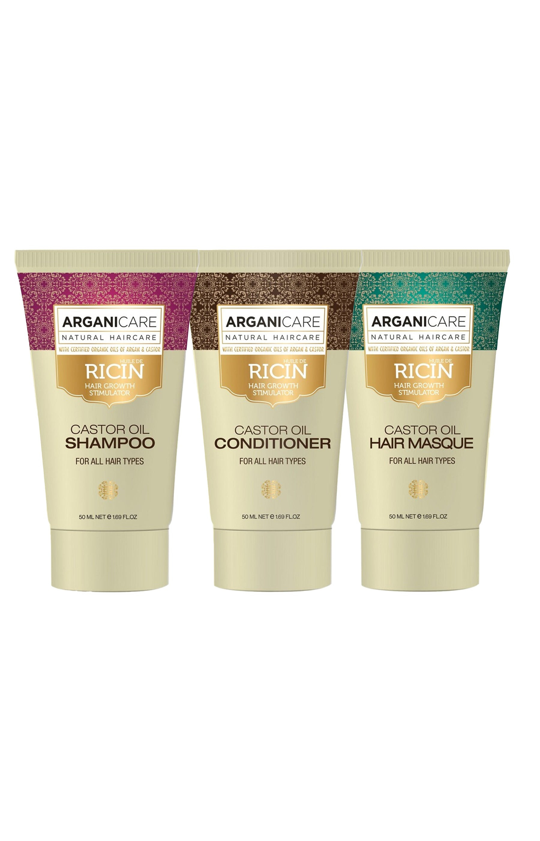 Arganicare Routine Ricin - Shampoing, après-shampoing & masque - 3 x 50 ml   undefined undefined