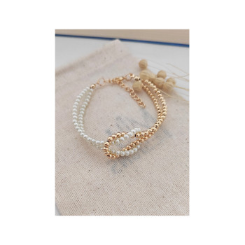 Atelier Miu Bracelet double rangs perles - Laiton plaqué or   undefined undefined