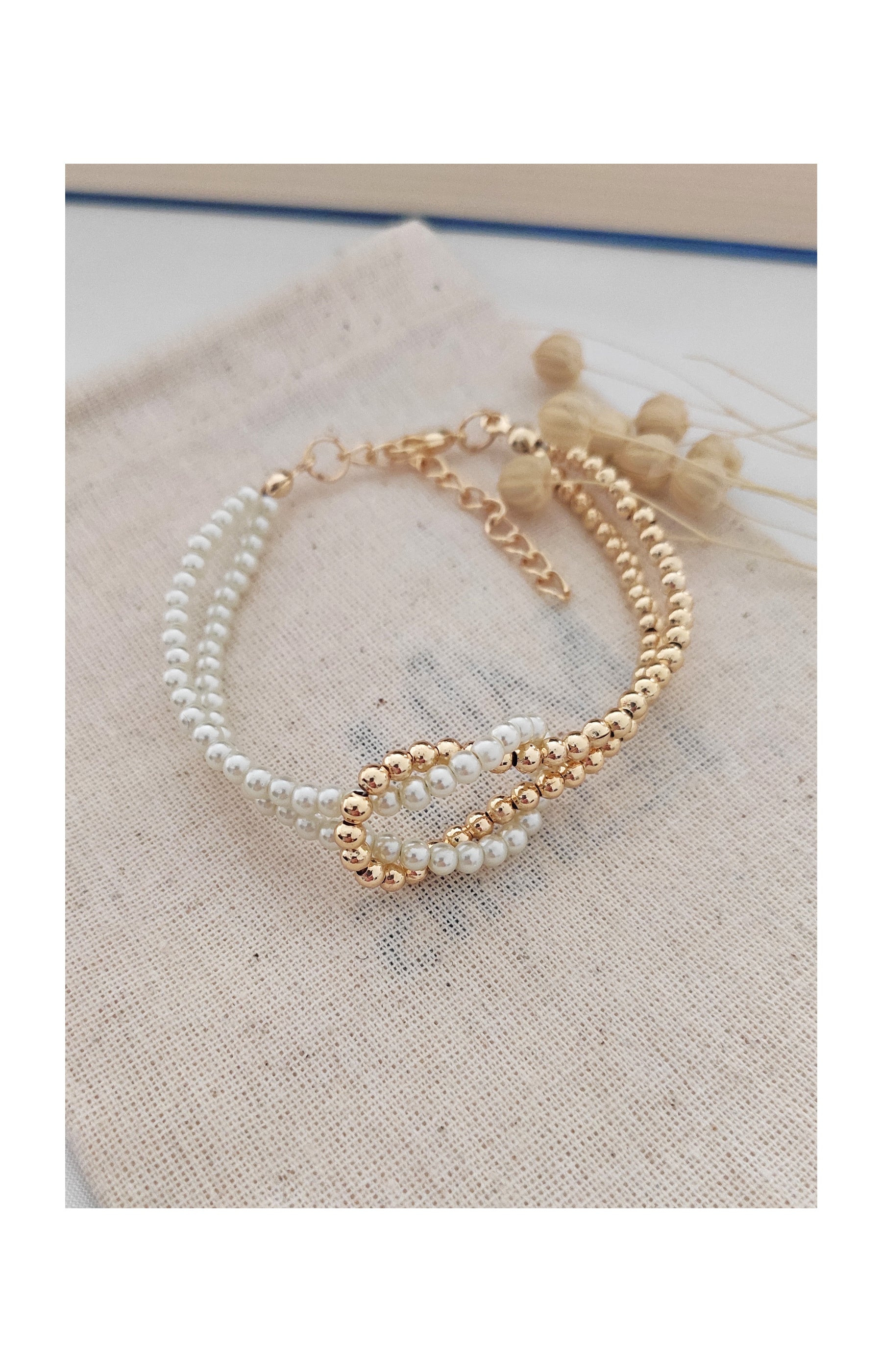 Atelier Miu Bracelet double rangs perles - Laiton plaqué or   undefined undefined