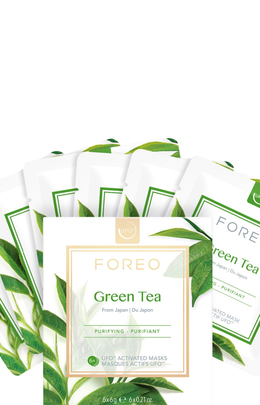 Foreo Masques actifs purifiants UFO™ - Thé vert - Peaux mixtes à grasses - 6 unités   undefined undefined