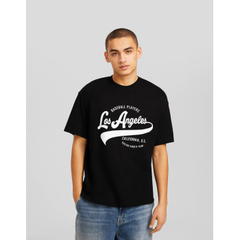 Bershka SHORT SLEEVE T-shirt imprimé noir S undefined
