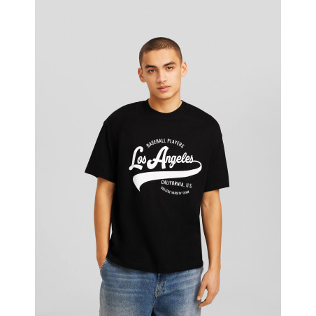 Bershka SHORT SLEEVE T-shirt imprimé noir S undefined