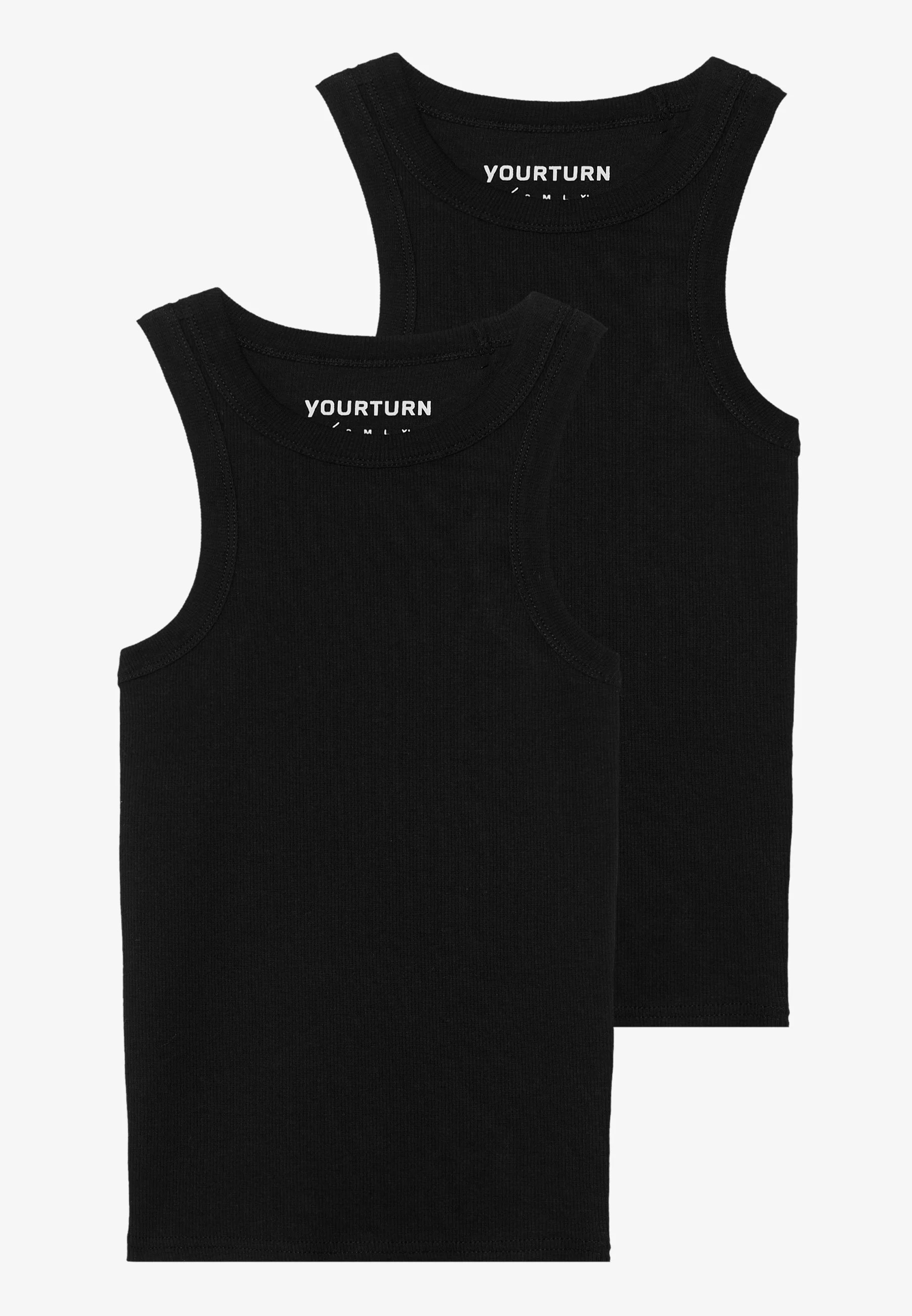 YOURTURN BASIC RIB MUSCLE RACER TANKS UNISEX 2 PACK Débardeur noir XL undefined