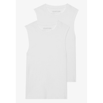 YOURTURN BASIC RIB MUSCLE TANKS UNISEX 2 PACK Débardeur blanc XL undefined