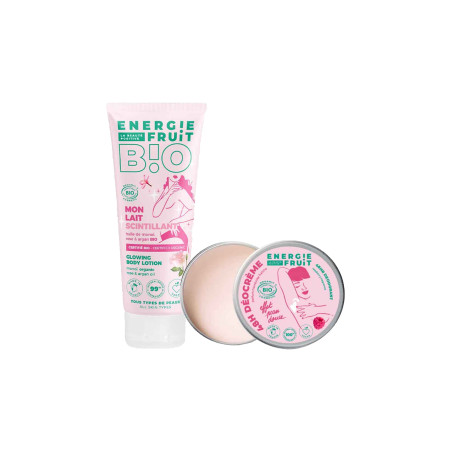 Energie Fruit Lait scintillant & déodorant crème bio - Monoï & framboise - Corps   undefined undefined