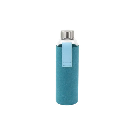 Yoko Design Bouteille en verre - Pochette feutrine - Bleu canard - 550 ml   undefined undefined