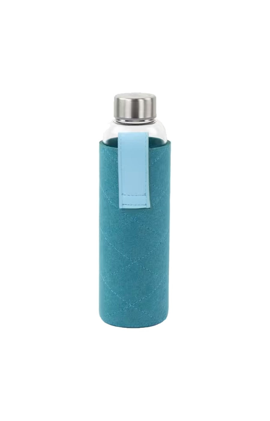 Yoko Design Bouteille en verre - Pochette feutrine - Bleu canard - 550 ml   undefined undefined