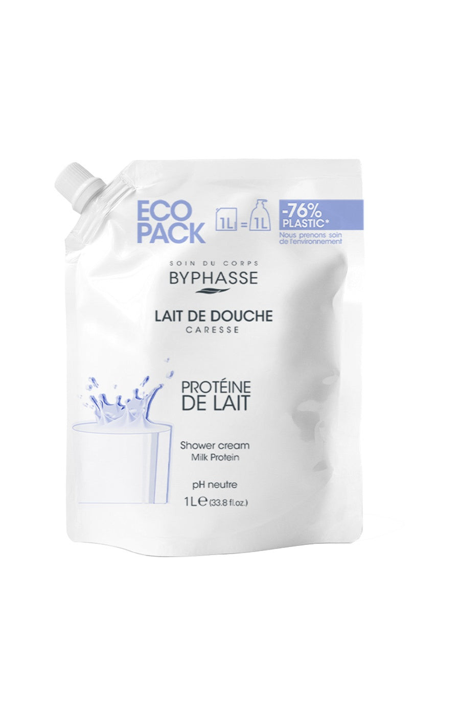 Byphasse Recharge gel douche - Protéine de lait - Caresse - 1 L   undefined undefined
