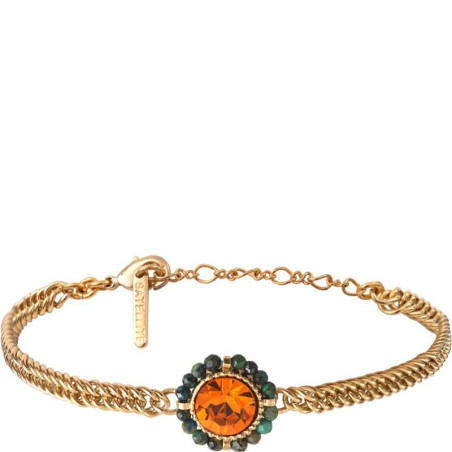 Satellite Bracelet Caliste - Métal doré à l’or fin jaune, chrysocolles & cristaux   undefined undefined