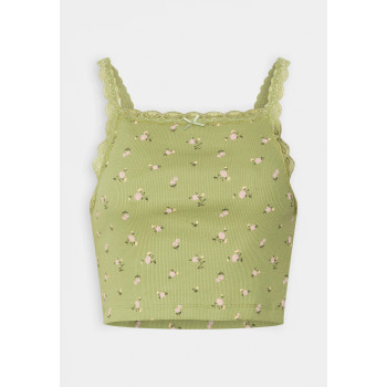 BDG Urban Outfitters SQUARE NECK VEST WITH TRIM Débardeur kaki M undefined