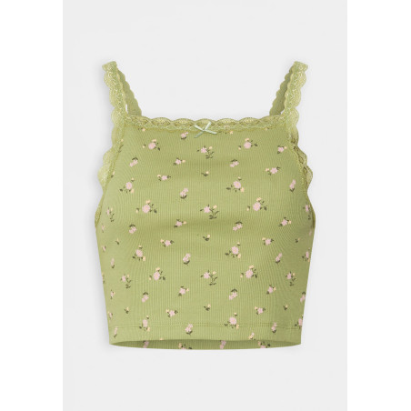 BDG Urban Outfitters SQUARE NECK VEST WITH TRIM Débardeur kaki M undefined