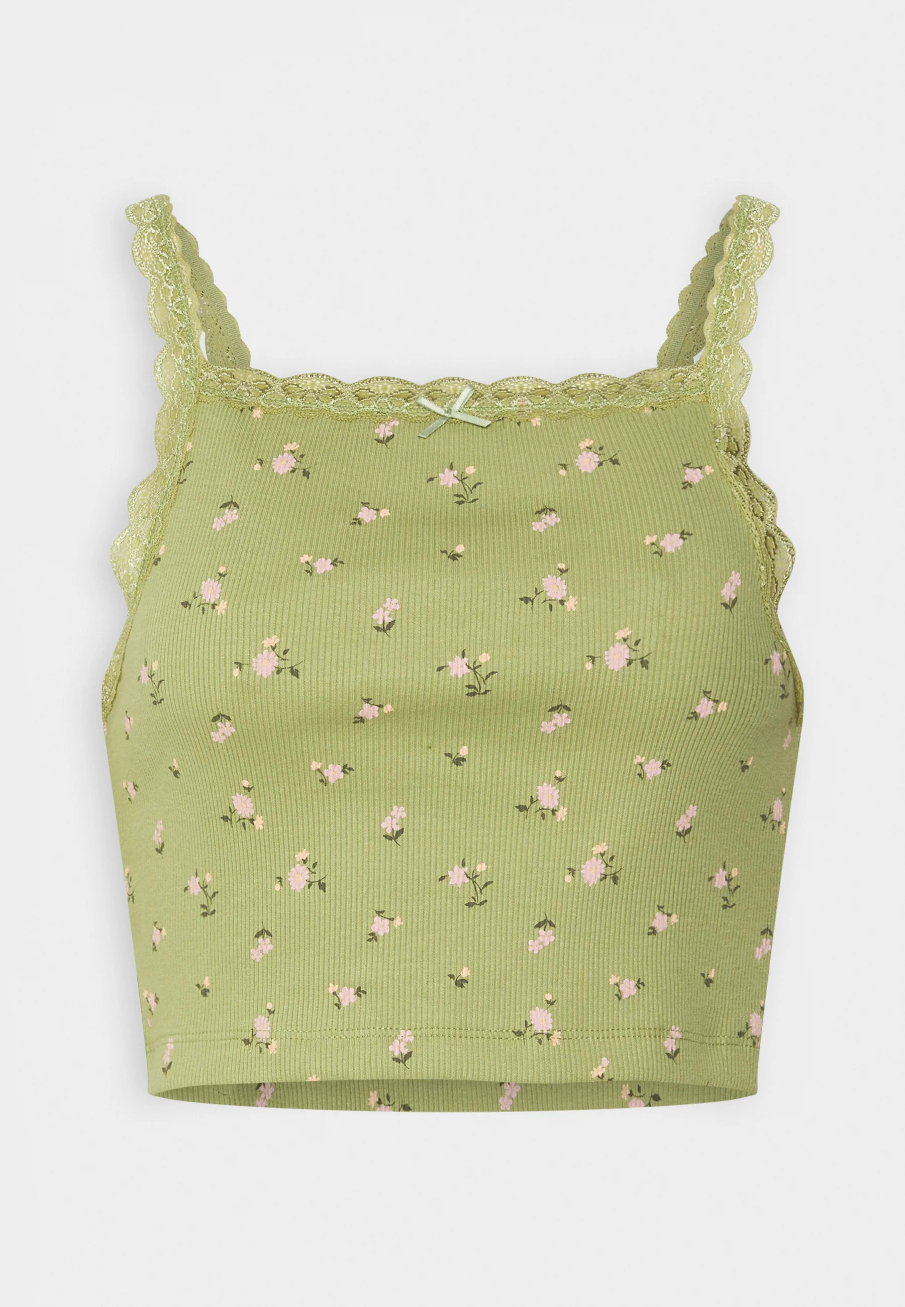 BDG Urban Outfitters SQUARE NECK VEST WITH TRIM Débardeur kaki M undefined