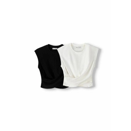 Bershka Pack of 2 - SLEEVELESS CROSSOVER CROP Débardeur blanc S undefined