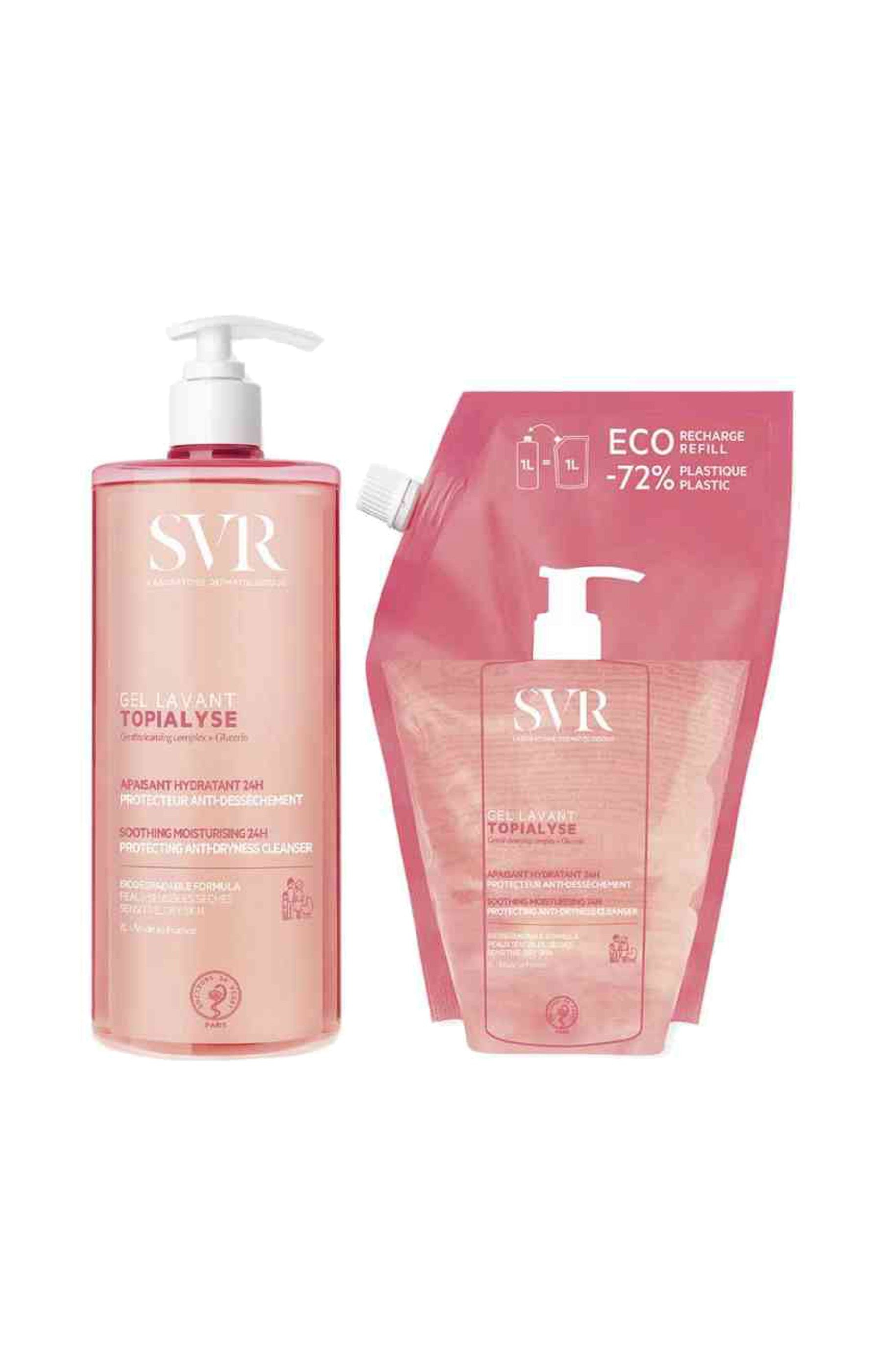 Laboratoire Svr Gel lavant apaisant & rechage - Topialyse - Peaux sensibles & sèches - 2 x 1 L   undefined undefined