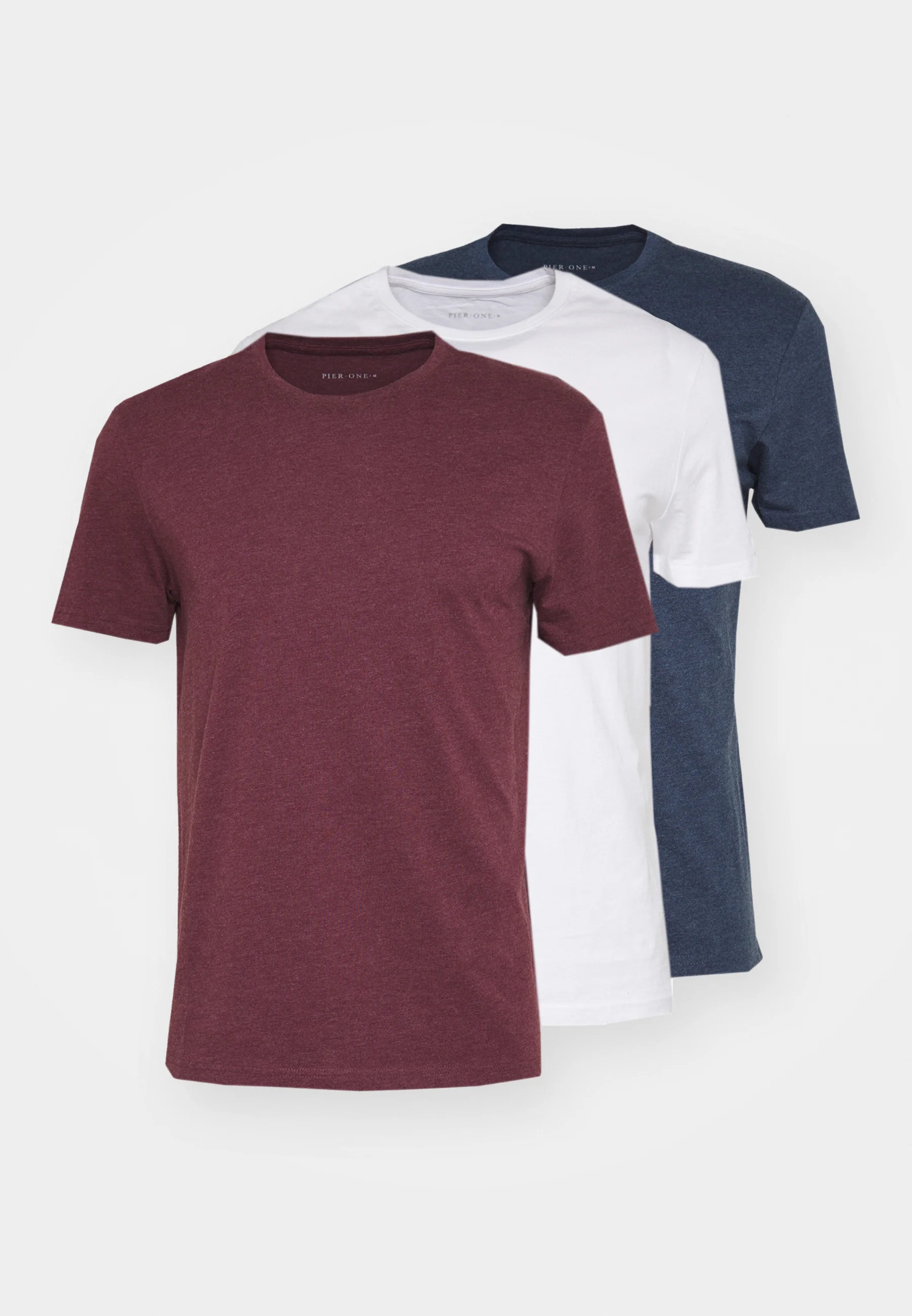 Pier One 3 PACK T-shirt basique bordeaux chiné L undefined