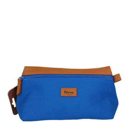 Feel Natural Trousse de toilette - Simili cuir & coton - Homme - Bleu & marron-Marron   undefined undefined