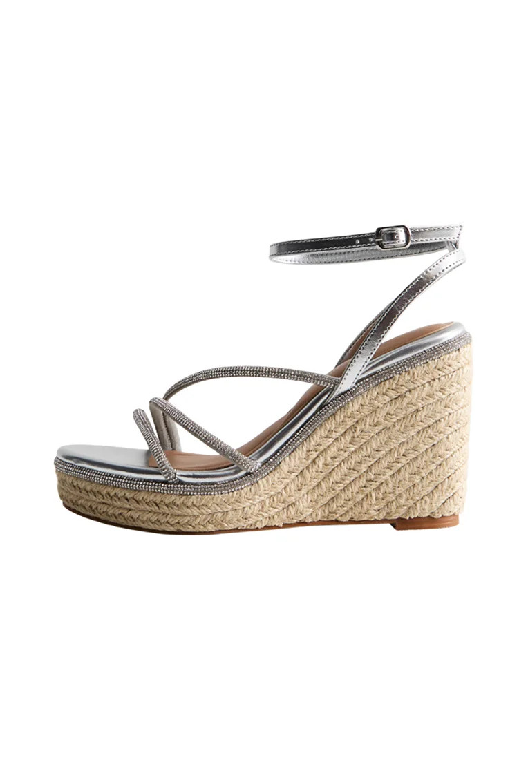 New Look Wide Fit WIDE FIT DIAMANTE EMBELLISHED Sandales compensées gris 36 undefined