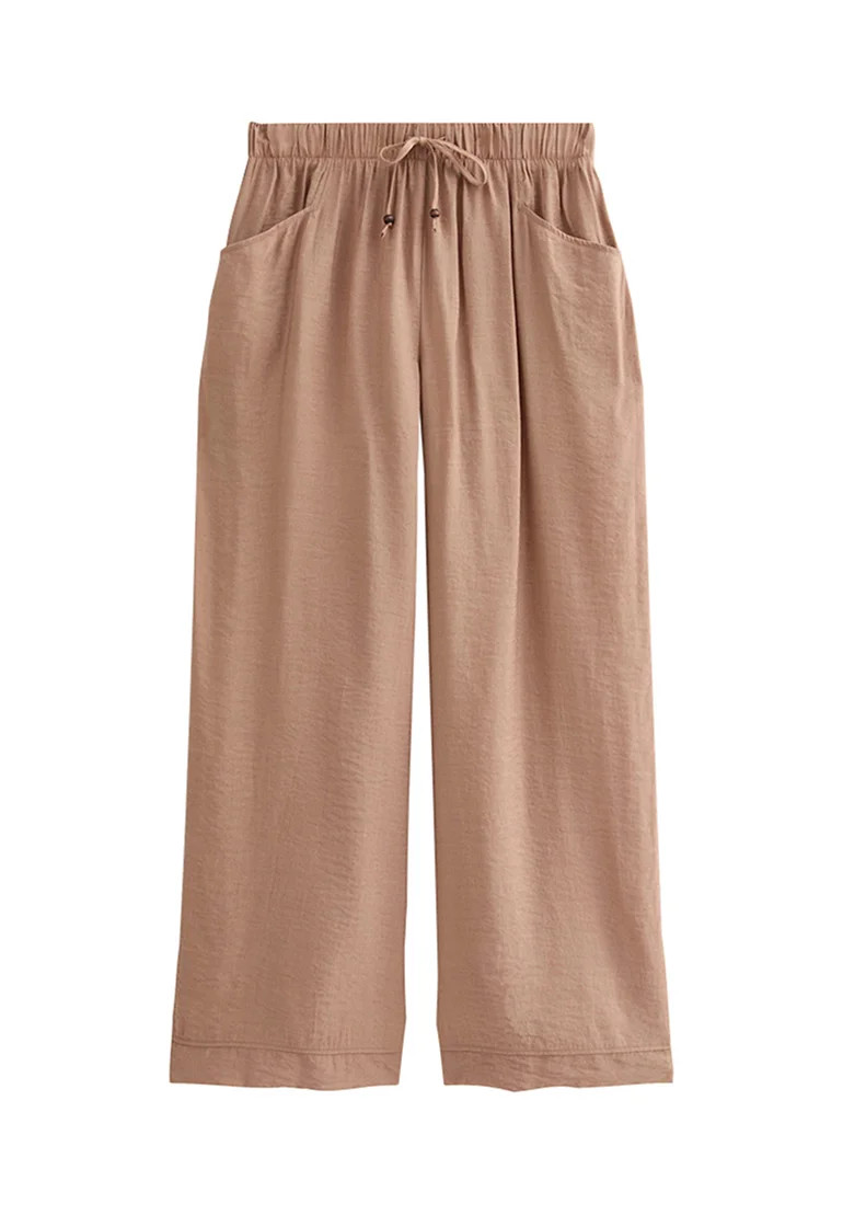 New Look TEXTURED WIDE LEG Pantalon classique beige 38 undefined