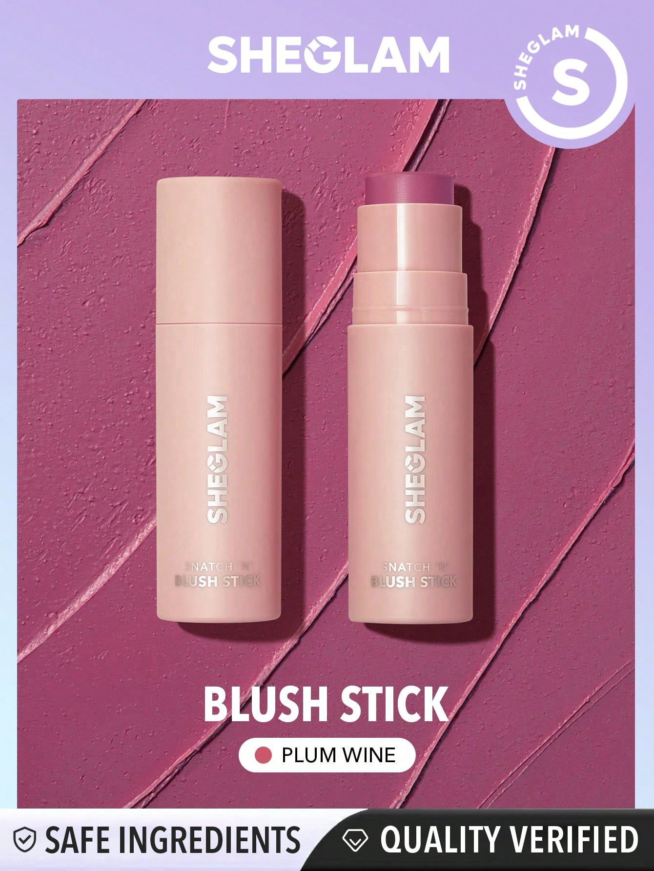 SHEGLAM Bâton Snatch 'n' Blush-blush À La Crème Vin De Prune Imperméable À L'eau À Haute Résistance Aux Pigments, Non Fanant, Éclat Durable Et Non Gras, Maquillage De Beauté Pour Femmes Durables - 1337496