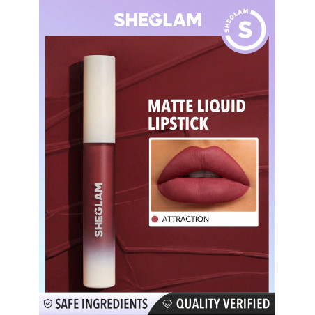 SHEGLAM Rouge À Lèvres Liquide Matte Allure-attraction Rouge À Lèvres Longue Durée À Haute Teneur En Pigments, Huile De Tournesol Nourrissante, Réduit Les Ridules, Soin Des Lèvres, Maquillage Des Lèvres - 1514050