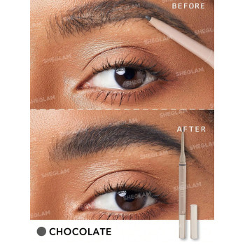 SHEGLAM Crayon À Sourcils 2-en-1 Brows On Demand - Chocolat, Stylo À Sourcils Liquide Étanche Anti-transpiration Et Anti-huile Naturel Remplit Et Dessine Les Sourcils À L'aide De Gel De Crème À Sourcils - 2395297