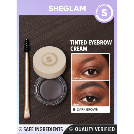 SHEGLAM Boss Brow Waterproof Pomade-dark Brown Crème Imperméable Pour Les Sourcils Hautement Pigmentée, Durable Et Façonnage Durable, Maquillage Pour Les Sourcils Avec Brosse À Double Extrémité - 1178981