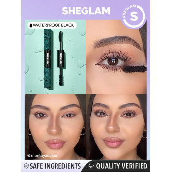 SHEGLAM Mascara Volume & Longueur Tout-en-un 2 En 1 Pinceau À Double Extrémité, Waterproof, Volumateur, Allongeant, Curling, Épaisseur De Cils, Allonge La Levée De Cils, Maquillage Des Yeux Durable - 1273706