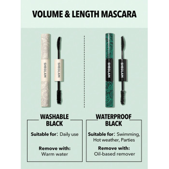 SHEGLAM Mascara Volume & Longueur Tout-en-un 2 En 1 Pinceau À Double Extrémité, Waterproof, Volumateur, Allongeant, Curling, Épaisseur De Cils, Allonge La Levée De Cils, Maquillage Des Yeux Durable - 1273706