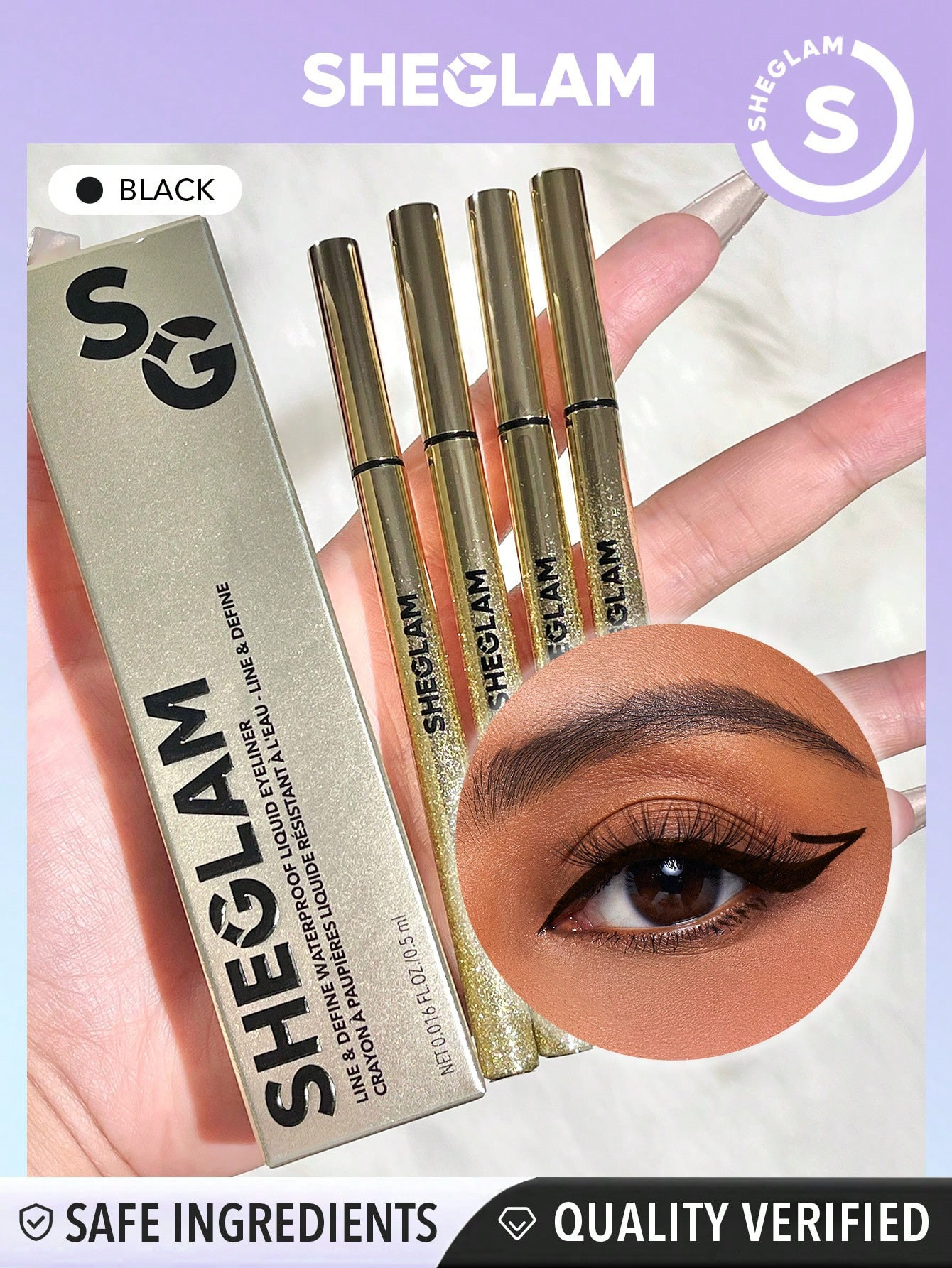 SHEGLAM Eyeliner Liquide Noir Résistant À L'eau , Mat Durable, Crayon Eyeliner Anti-taches, À L'épreuve De La Transpiration Et De Qualité Professionnelle - 821580