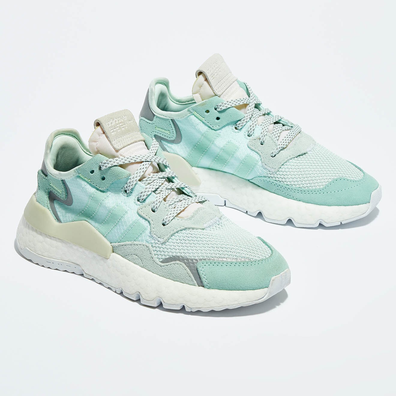 Adidas - Baskets en Cuir & Mesh Nite Jogger W vert d'eau - 04 -3214217