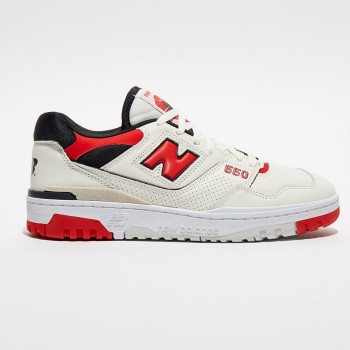 New Balance - Baskets en Cuir & Textile 550 écru/rouge - 04 -5008693