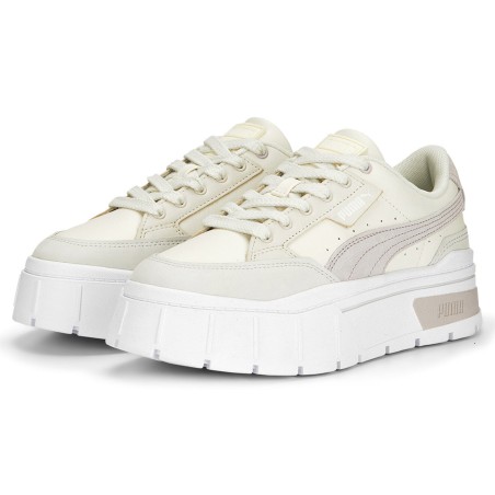 Puma - Baskets en Cuir Mayze Stack Luxe blanc/beige - 04 -4978447