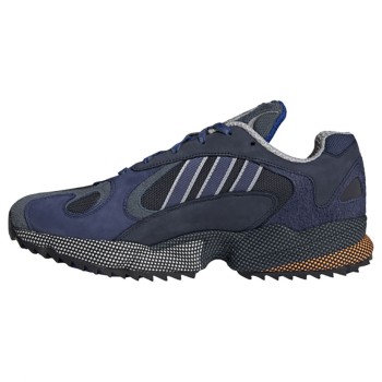 Adidas - Baskets en Velours de Cuir & Mesh Yung-1 bleu marine/gris - 04 -3498974