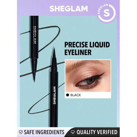 SHEGLAM Pro Precision Eyeliner Liquide Imperméable - Noir Crayon Eyeliner Mat Longue Tenue Haute Pigmentation Et Ultra-fin Sans Bavure Pour Le Maquillage Des Yeux - 803778