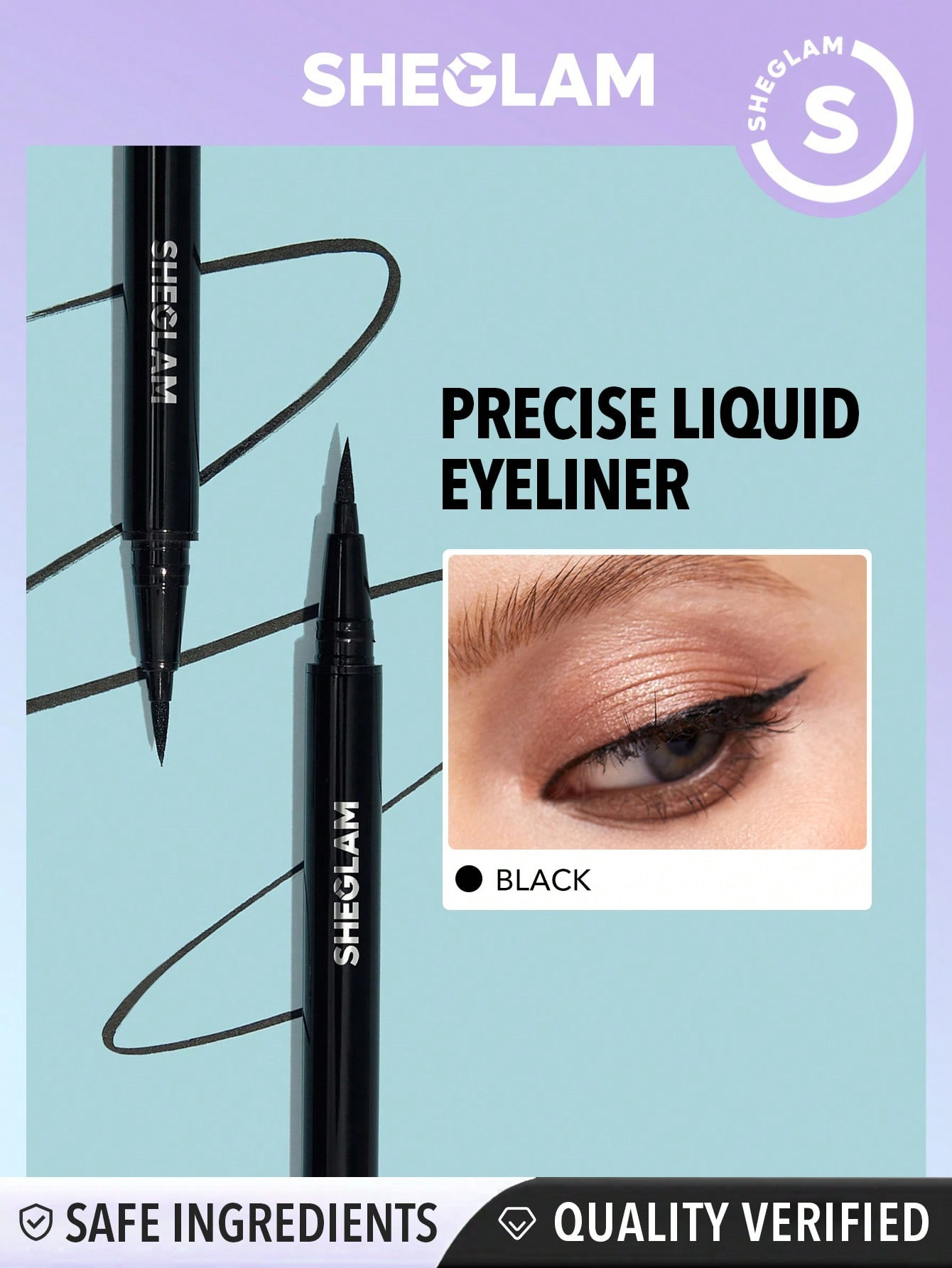 SHEGLAM Pro Precision Eyeliner Liquide Imperméable - Noir Crayon Eyeliner Mat Longue Tenue Haute Pigmentation Et Ultra-fin Sans Bavure Pour Le Maquillage Des Yeux - 803778