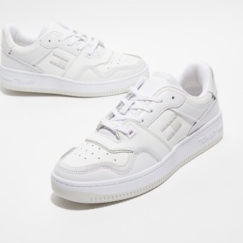 Tommy Jeans - Baskets en Cuir Premium Cupsole blanches - 04 -4984576