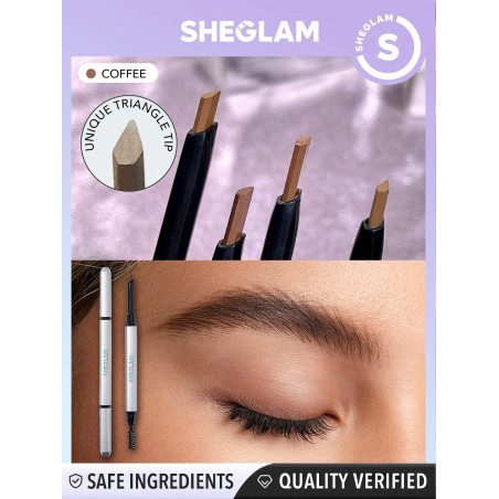 SHEGLAM Crayon À Sourcils Fin À Double Extrémité - Café Imperméable À L'eau Double-tête Eyebrow Pen Longue Durée Remplissage Anti-bavure Outline Triangle Head Eyebrow Makeup - 843076