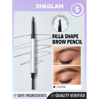 SHEGLAM Crayon À Sourcils Fin À Double Extrémité - Café Imperméable À L'eau Double-tête Eyebrow Pen Longue Durée Remplissage Anti-bavure Outline Triangle Head Eyebrow Makeup - 843076